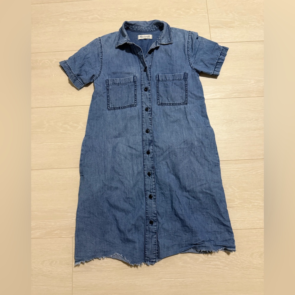 Madewell Button Down Chambray Shirt Dress - Picture 2 of 10